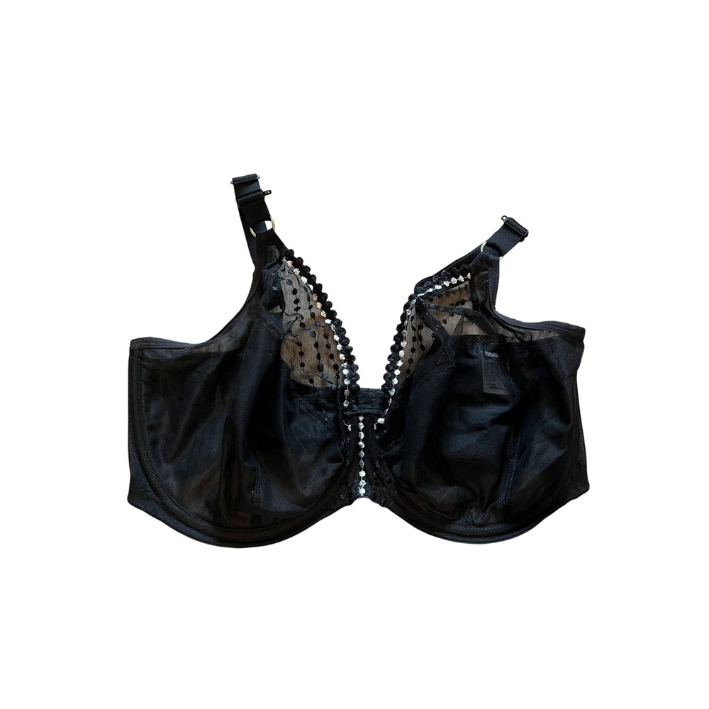 Elomi Matilda Black Sheer Plunge Underwire Bra EL8900BLK 34K US 34H UK